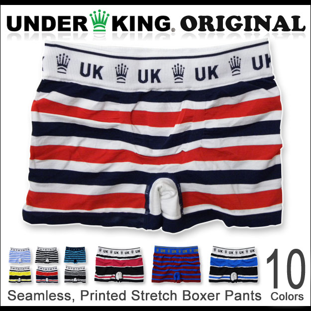 UNDERKING（アンダーキング） ボーダー柄 シームレスストレッチ ボクサーパンツ 下着 アンダーウェア プリント ボクサー パンツ UK by UNDER KING ORIGINAL