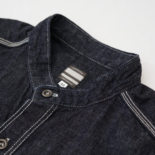 シャツの襟をバンドカラーにリメイク（お直し）｜MOMOTARO JEANS（桃太郎ジーンズ） 出陣 デニムシャツ